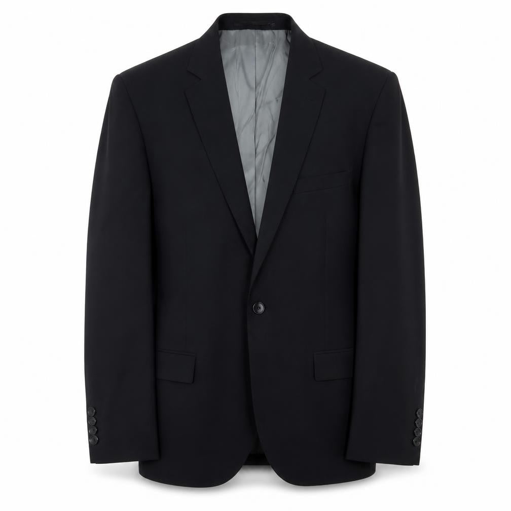 Front view of Topman men’s black polyester jacket suit jacket, size 40, regular