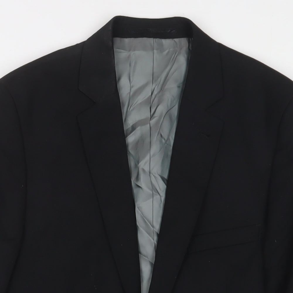 Topman Mens Black Polyester Jacket Suit Jacket Size 40 Regular