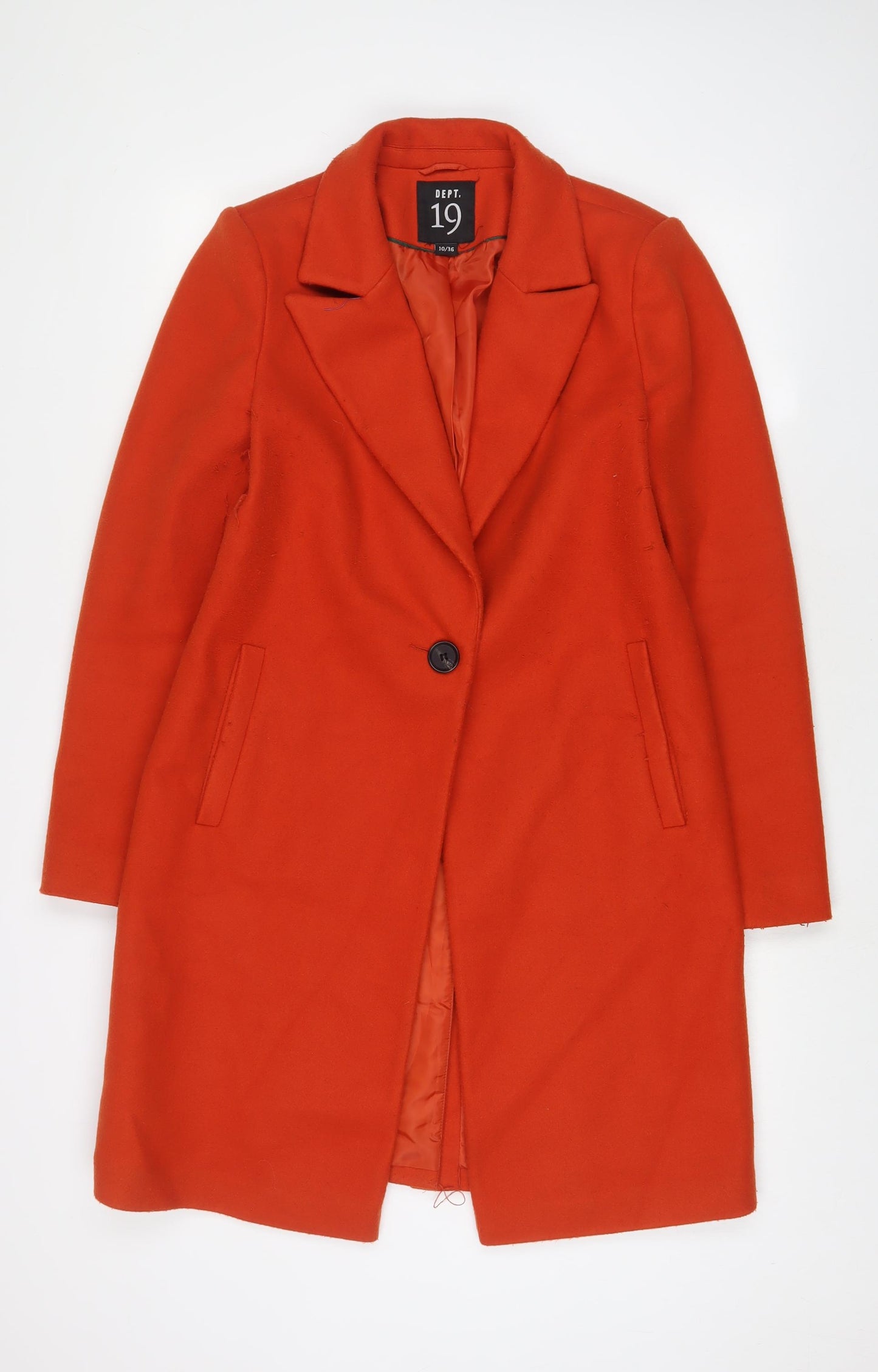 DEPT Womens Orange Overcoat Coat Size 10 Button