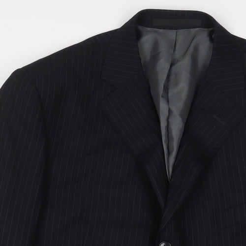 Marks and Spencer Mens Black Striped Polyester Jacket Suit Jacket Size 44 Regular