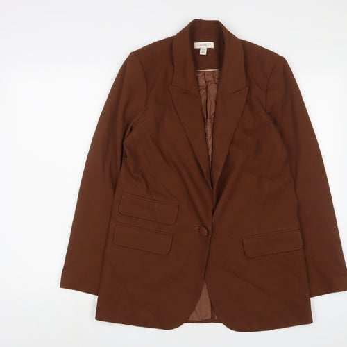 Topshop Womens Brown Jacket Blazer Size 6 Button