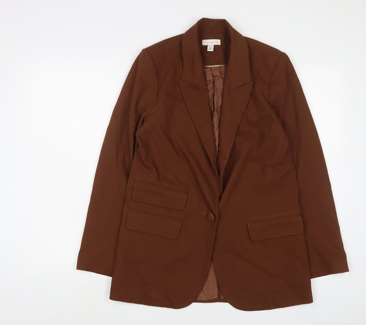 Topshop Womens Brown Jacket Blazer Size 6 Button