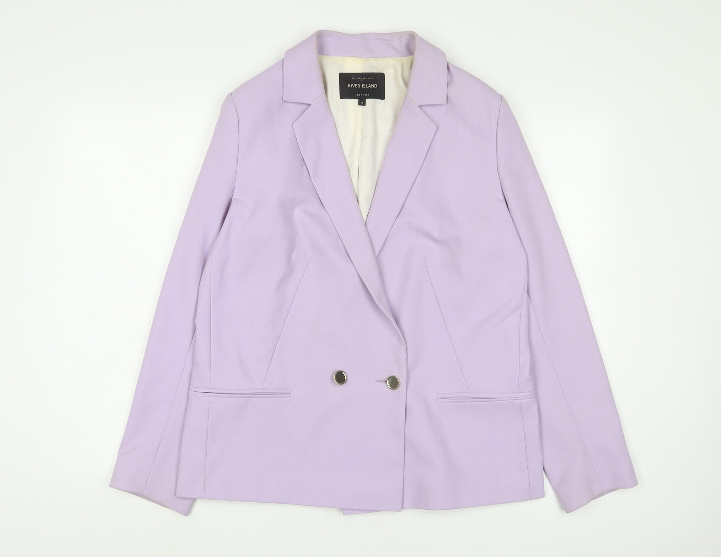 River Island Womens Purple Jacket Blazer Size 14 Button