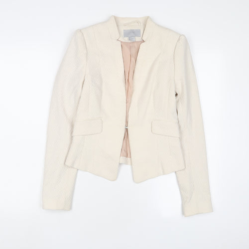 H&M Womens Beige Jacket Blazer Size 8 Hook & Eye