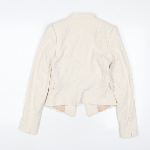 H&M Womens Beige Jacket Blazer Size 8 Hook & Eye