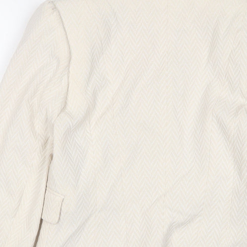 H&M Womens Beige Jacket Blazer Size 8 Hook & Eye