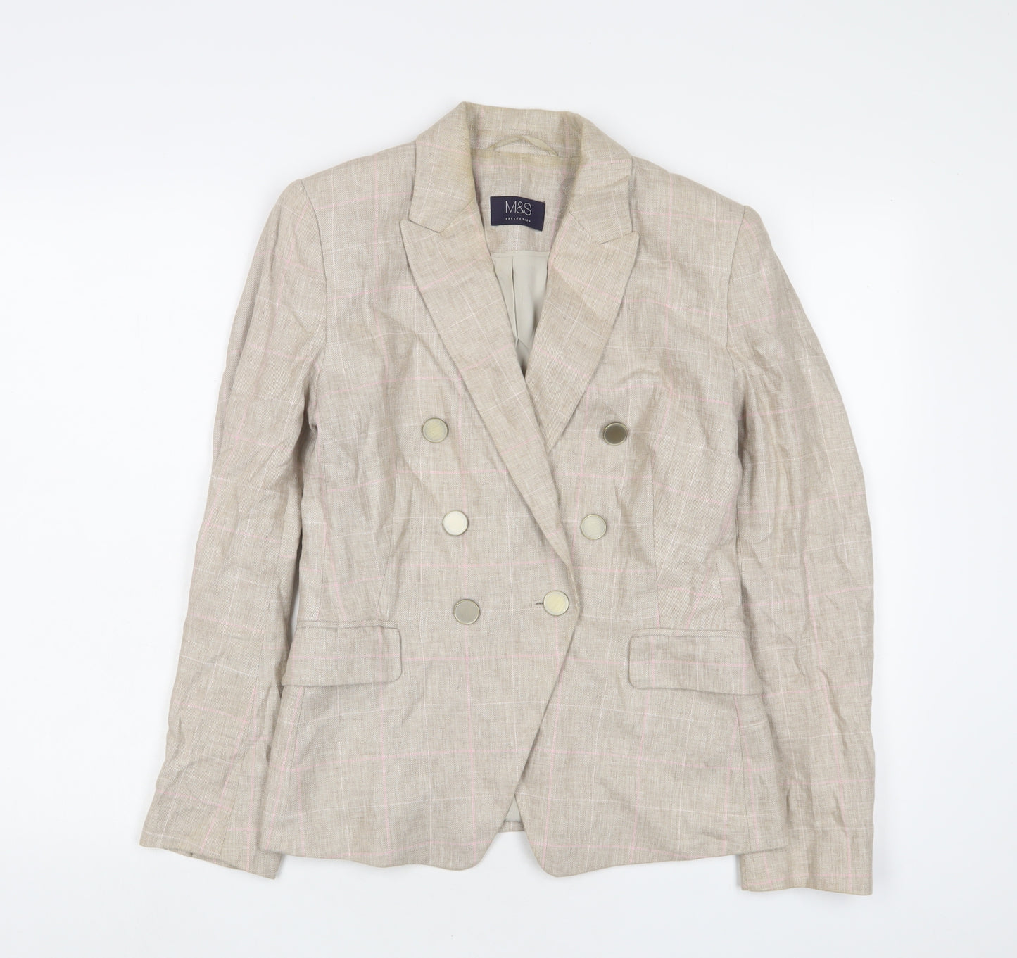 Marks and Spencer Womens Beige Jacket Blazer Size 6 Button