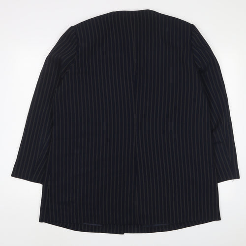 ELVI Womens Blue Striped Jacket Blazer Size 20 Button
