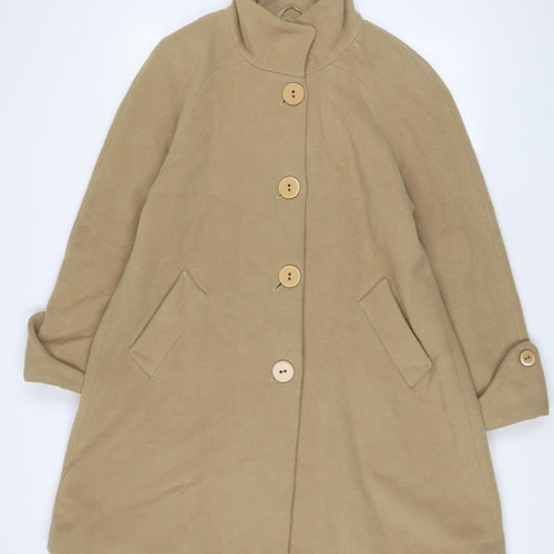 John Lewis Womens Beige Overcoat Coat Size 10 Button
