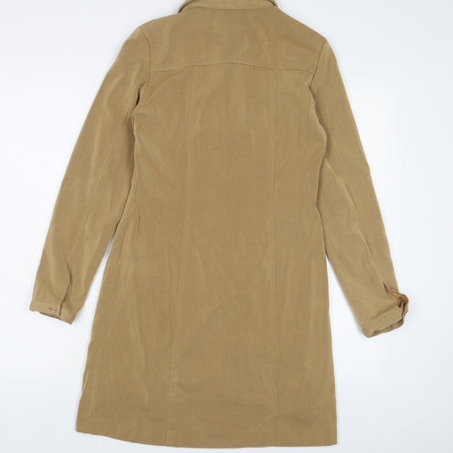 NinetoFive Womens Brown Polyester A-Line Size 8 Collared Zip