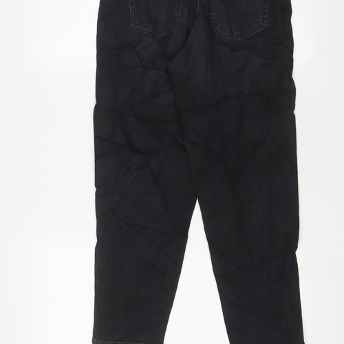 Marks and Spencer Womens Black Cotton Mom Jeans Size 8 L26 in Regular Zip - Glitter