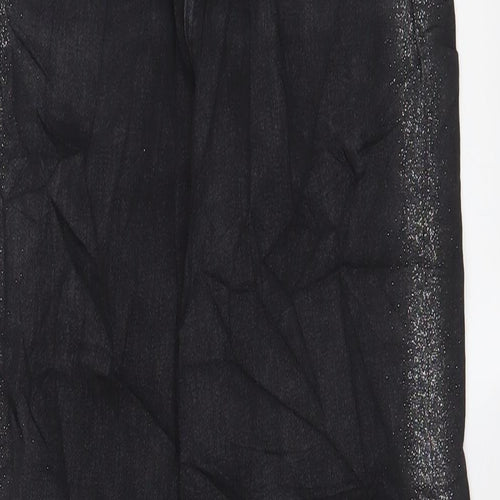 Marks and Spencer Womens Black Cotton Mom Jeans Size 8 L26 in Regular Zip - Glitter