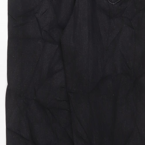 Marks and Spencer Womens Black Cotton Mom Jeans Size 8 L26 in Regular Zip - Glitter