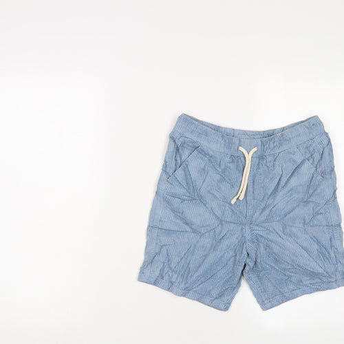 Marks and Spencer Boys Blue Cotton Bermuda Shorts Size 11-12 Years L6 in Regular Drawstring