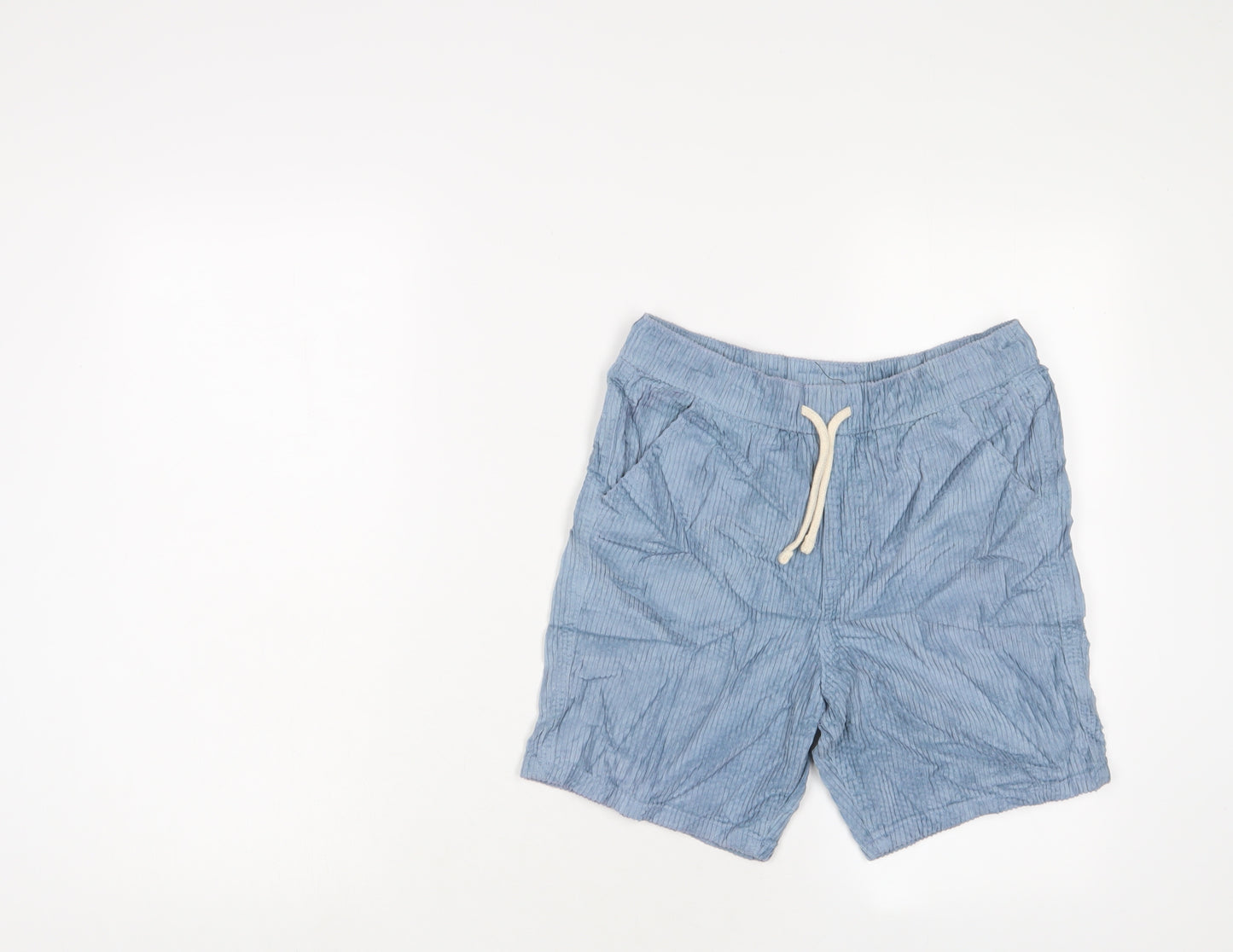 Marks and Spencer Boys Blue Cotton Bermuda Shorts Size 11-12 Years L6 in Regular Drawstring