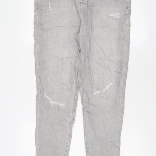 Marks and Spencer Womens Grey Cotton Skinny Jeans Size 18 L31 in Regular Zip