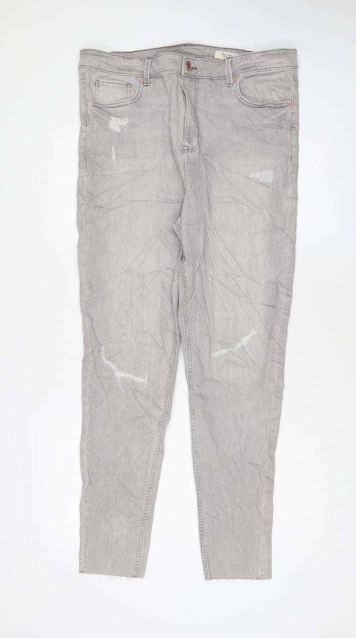 Marks and Spencer Womens Grey Cotton Skinny Jeans Size 18 L31 in Regular Zip