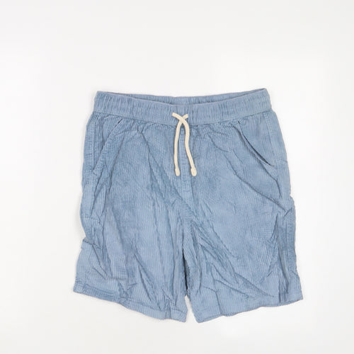 Marks and Spencer Boys Blue Cotton Bermuda Shorts Size 13-14 Years L8 in Regular Drawstring