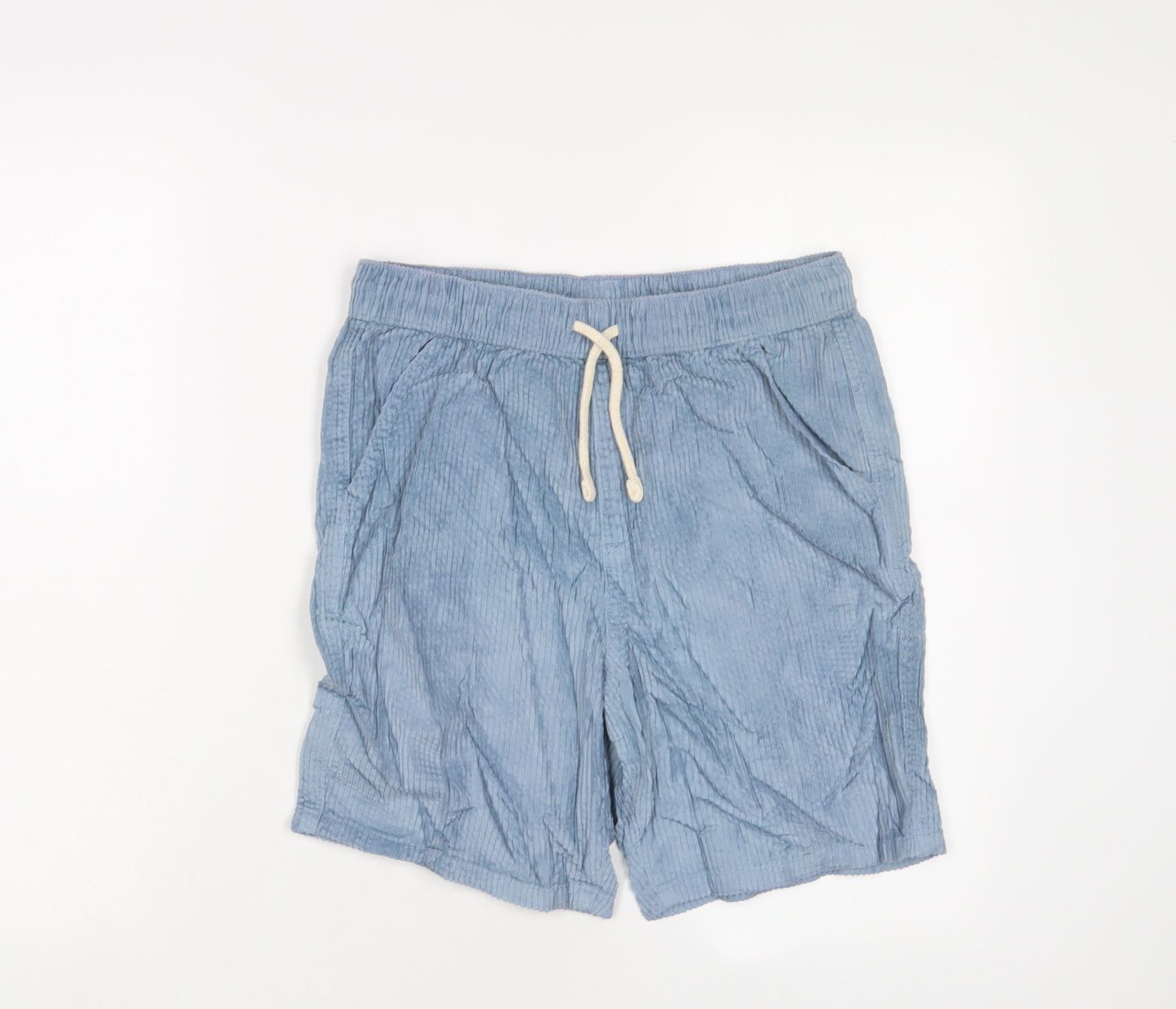 Marks and Spencer Boys Blue Cotton Bermuda Shorts Size 13-14 Years L8 in Regular Drawstring