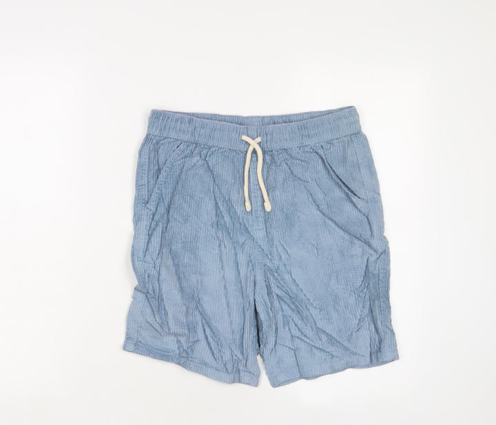 Marks and Spencer Boys Blue Cotton Bermuda Shorts Size 13-14 Years L8 in Regular Drawstring