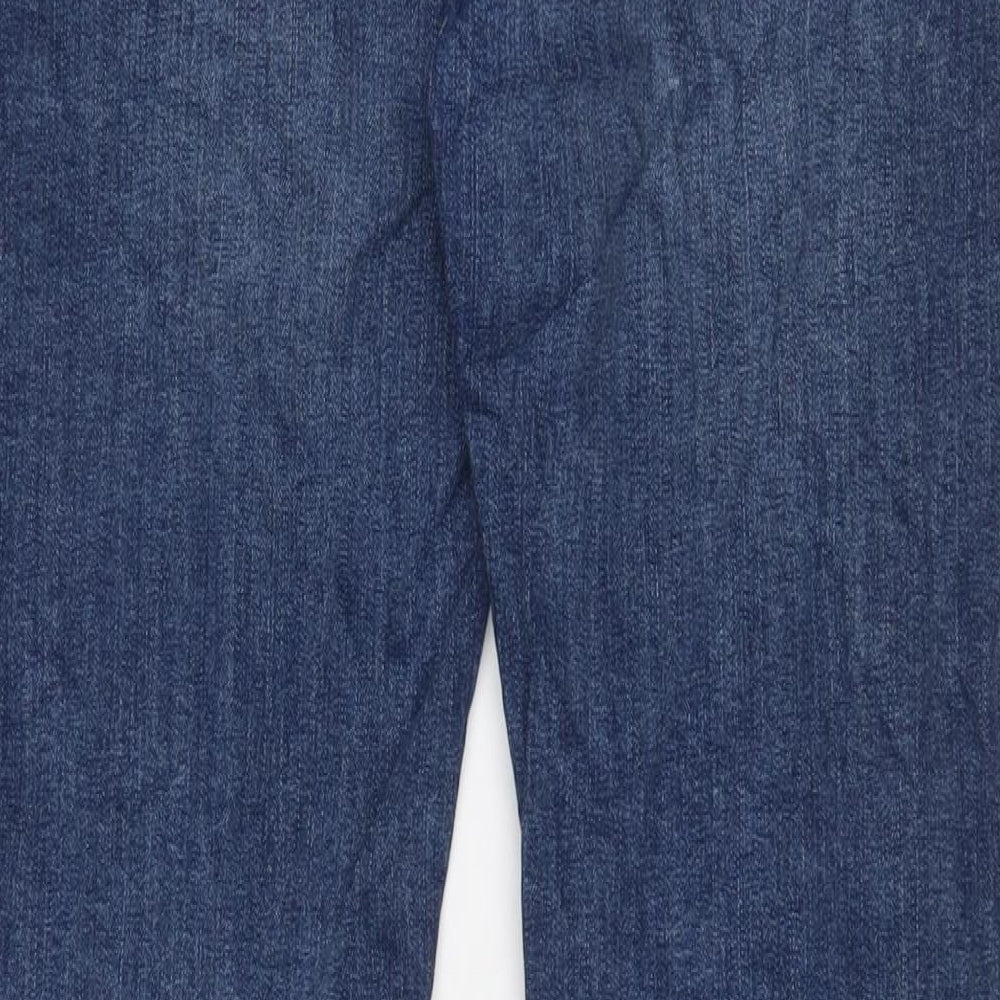 Marks and Spencer Mens Blue Cotton Straight Jeans Size 32 in L29 in Regular Zip - Short Leg