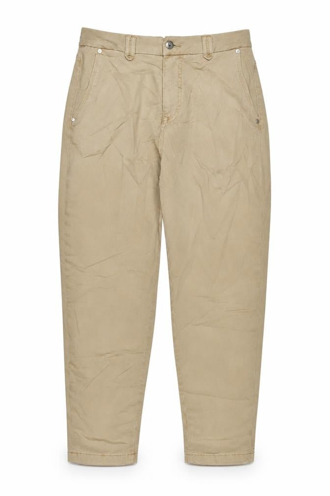 Marks and Spencer Womens Beige Cotton Trousers Size 12 L28 in Regular Zip