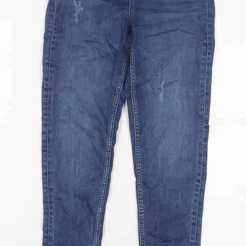 Marks and Spencer Womens Blue Cotton Skinny Jeans Size 6 L27 in Regular Zip