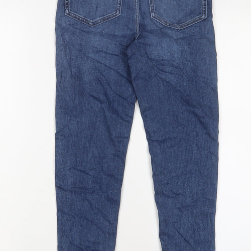 Marks and Spencer Womens Blue Cotton Skinny Jeans Size 6 L27 in Regular Zip