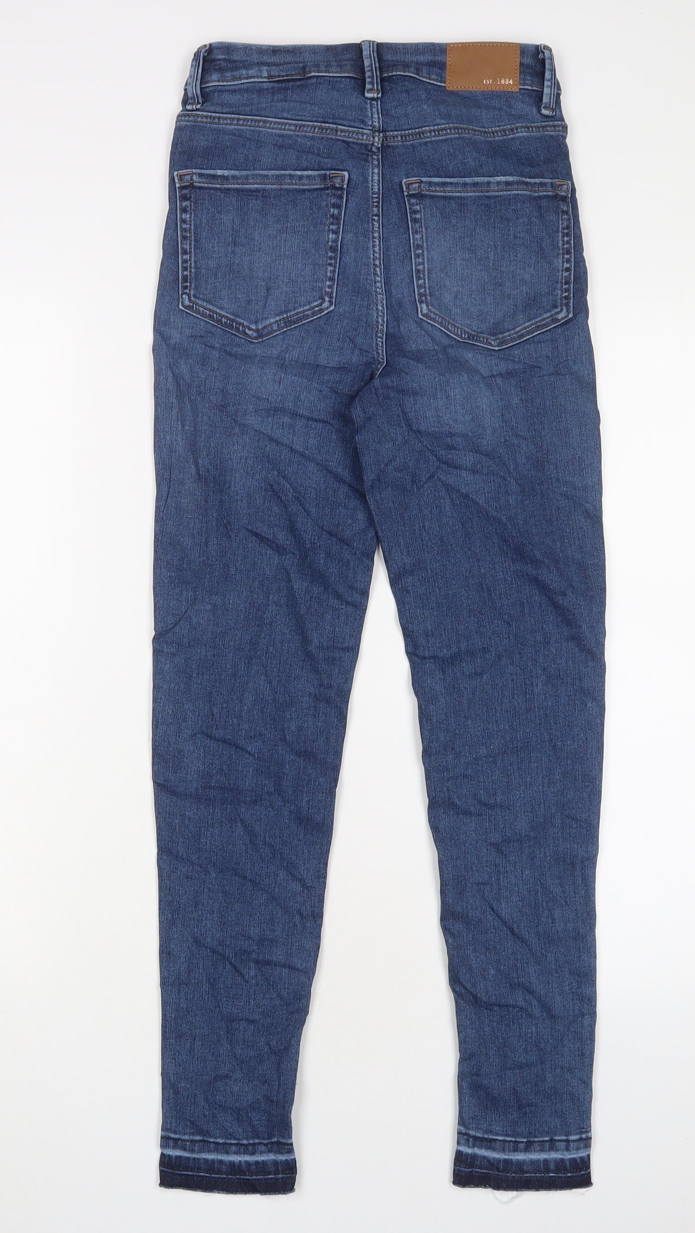 Marks and Spencer Womens Blue Cotton Skinny Jeans Size 6 L27 in Regular Zip
