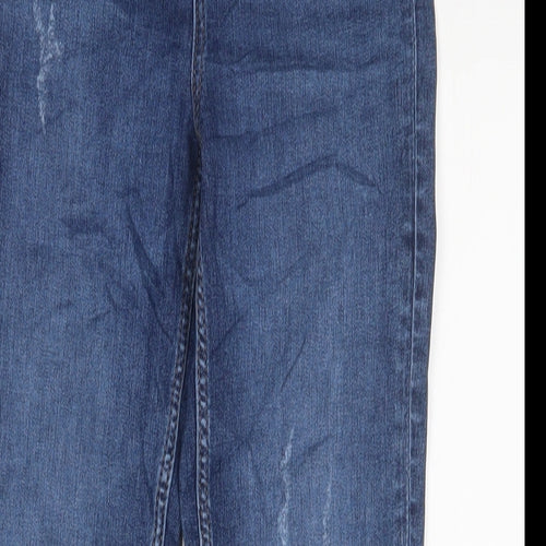 Marks and Spencer Womens Blue Cotton Skinny Jeans Size 6 L27 in Regular Zip