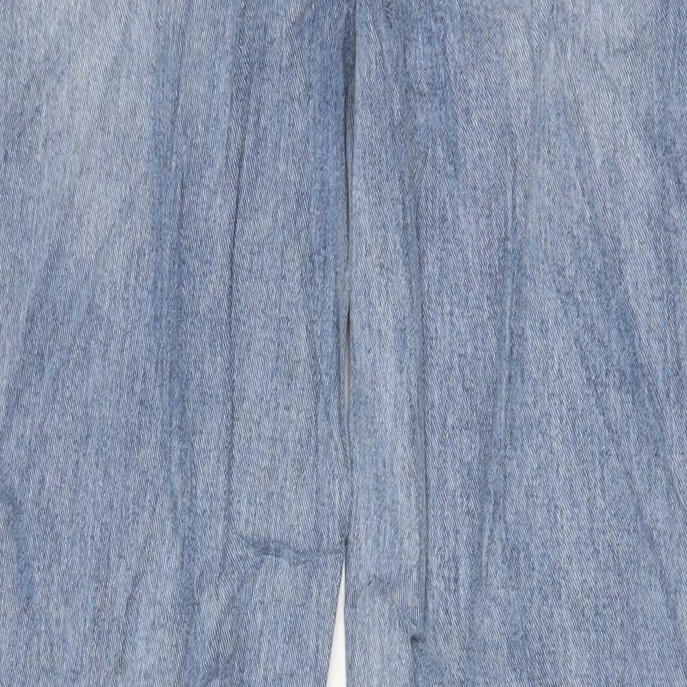 PRETTYLITTLETHING Womens Blue Cotton Straight Jeans Size 14 L37 in Regular Zip