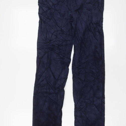 Marks and Spencer Womens Blue Cotton Trousers Size 8 L31 in Regular Zip