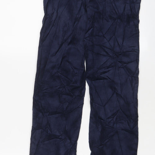 Marks and Spencer Womens Blue Cotton Trousers Size 8 L31 in Regular Zip