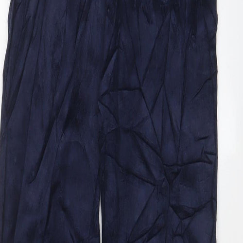 Marks and Spencer Womens Blue Cotton Trousers Size 8 L31 in Regular Zip