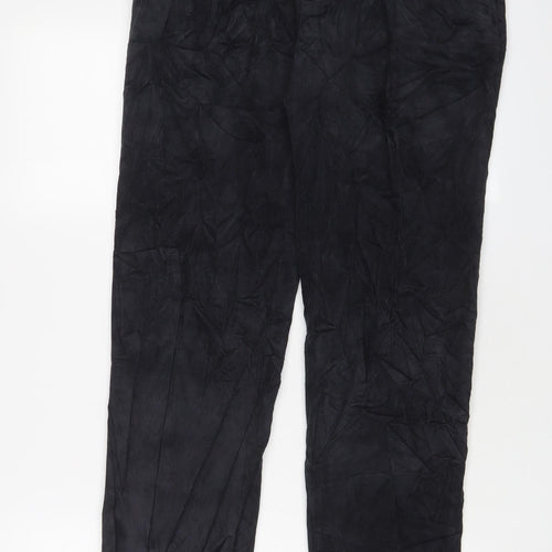 Marks and Spencer Mens Black Cotton Trousers Size 30 in L33 in Regular Hook & Eye - Long Leg