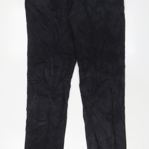 Marks and Spencer Mens Black Cotton Trousers Size 30 in L33 in Regular Hook & Eye - Long Leg
