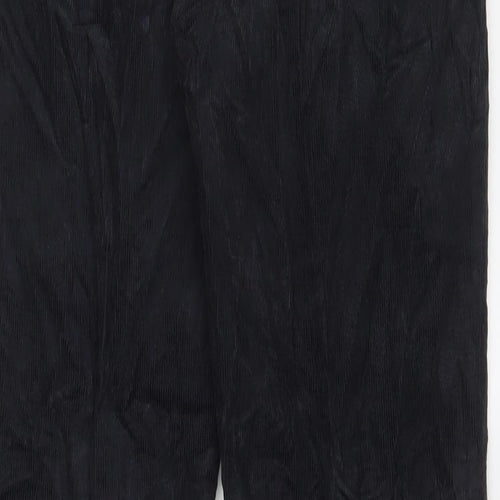 Marks and Spencer Mens Black Cotton Trousers Size 30 in L33 in Regular Hook & Eye - Long Leg