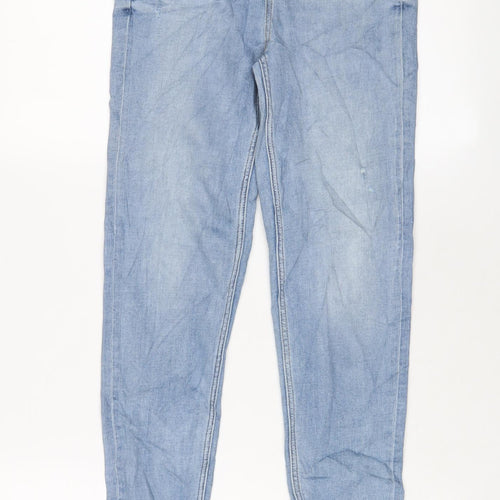 Marks and Spencer Womens Blue Cotton Skinny Jeans Size 6 L28 in Regular Zip