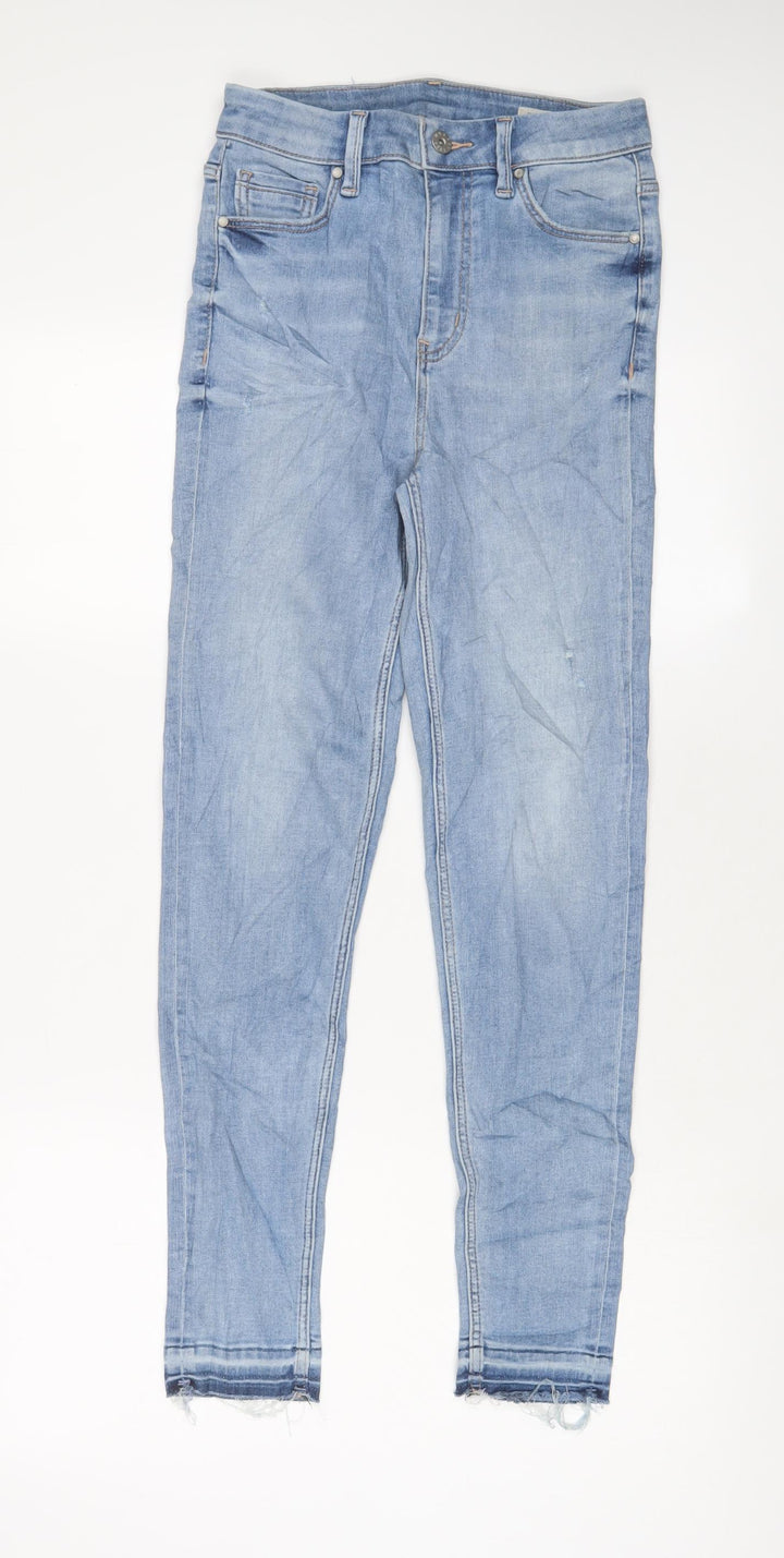 Marks and Spencer Womens Blue Cotton Skinny Jeans Size 6 L28 in Regular Zip