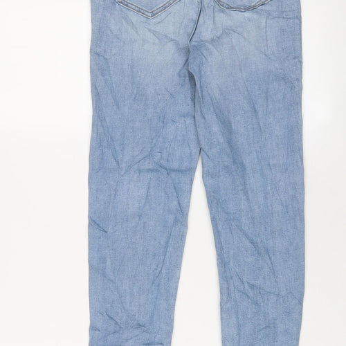 Marks and Spencer Womens Blue Cotton Skinny Jeans Size 6 L28 in Regular Zip