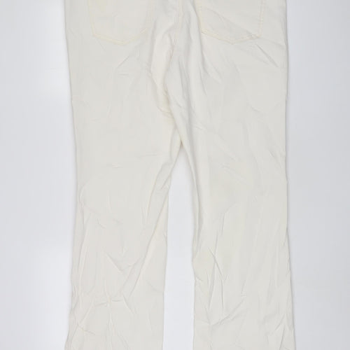 Marks and Spencer Womens White Cotton Bootcut Jeans Size 20 L31 in Regular Zip