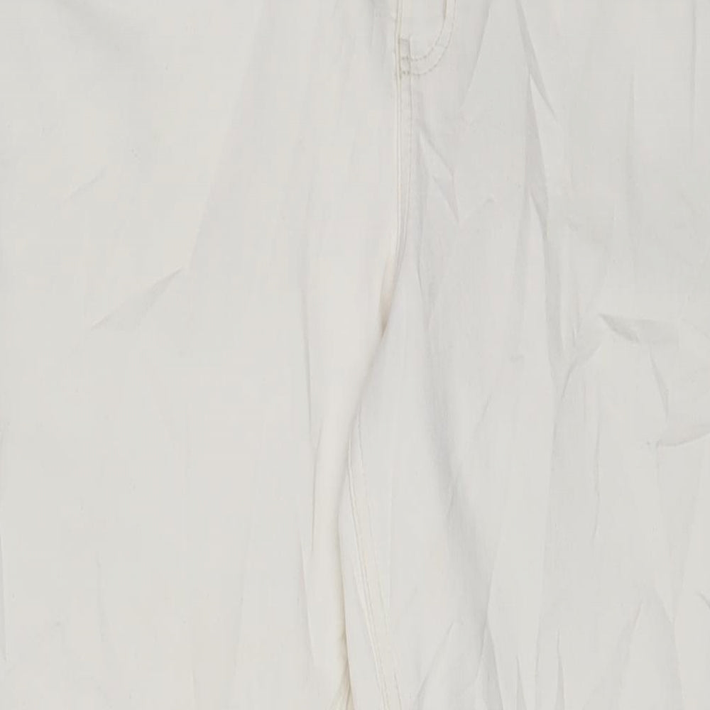 Marks and Spencer Womens White Cotton Bootcut Jeans Size 20 L31 in Regular Zip