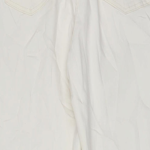 Marks and Spencer Womens White Cotton Bootcut Jeans Size 20 L31 in Regular Zip