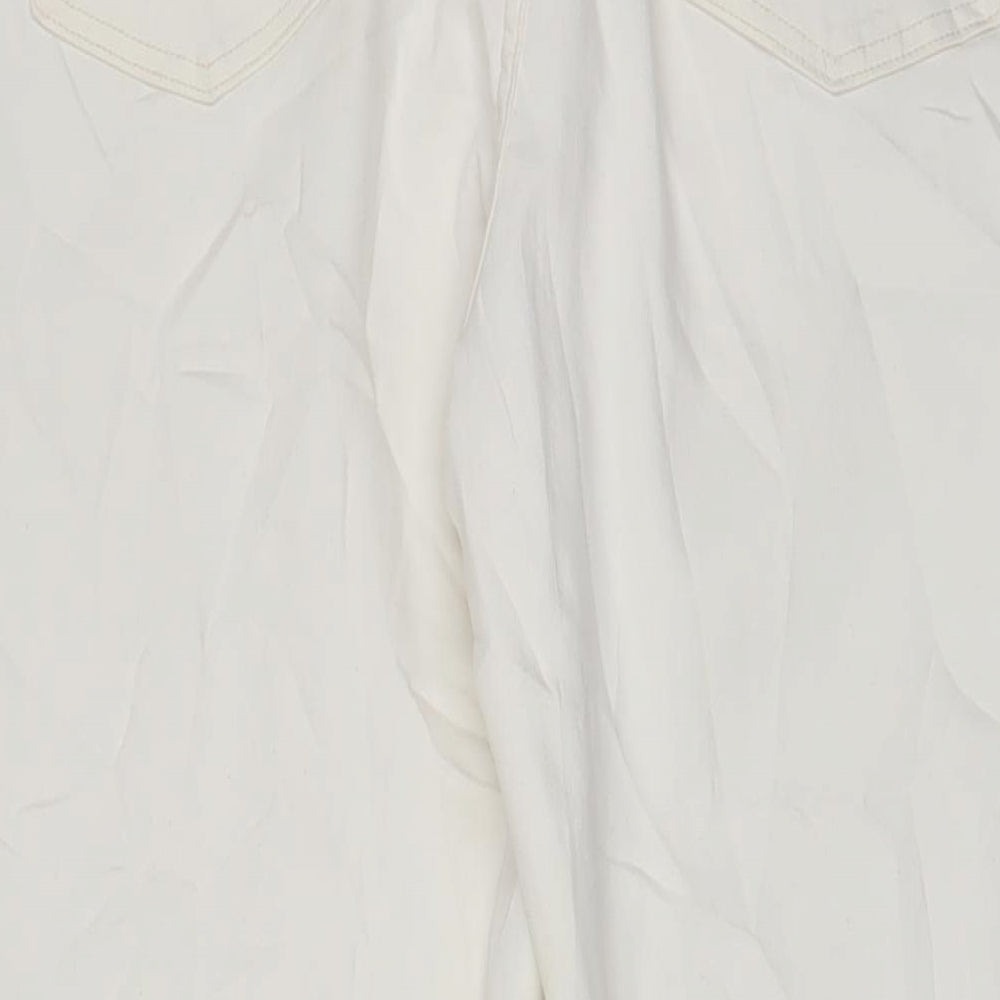 Marks and Spencer Womens White Cotton Bootcut Jeans Size 20 L31 in Regular Zip