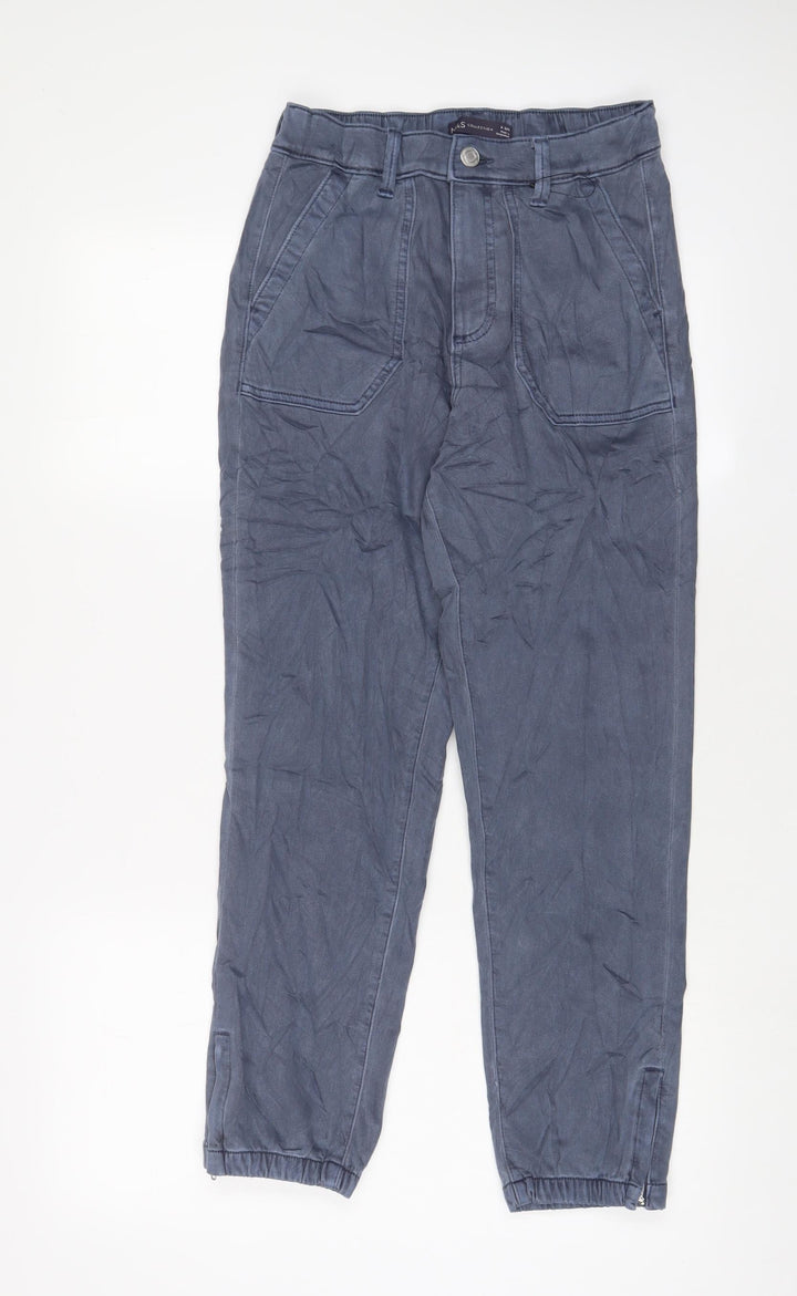 Marks and Spencer Womens Blue Cotton Tapered Jeans Size 8 L27 in Regular Zip