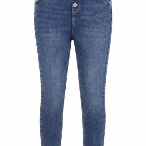 Marks and Spencer Girls Blue Cotton Skinny Jeans Size 9-10 Years L23 in Regular Button