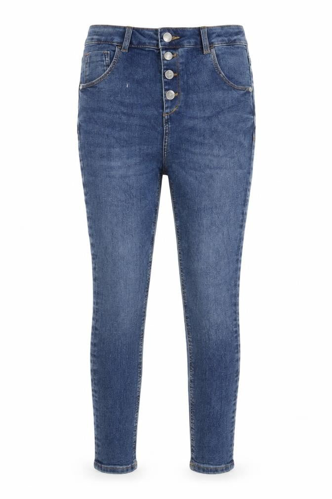 Marks and Spencer Girls Blue Cotton Skinny Jeans Size 9-10 Years L23 in Regular Button