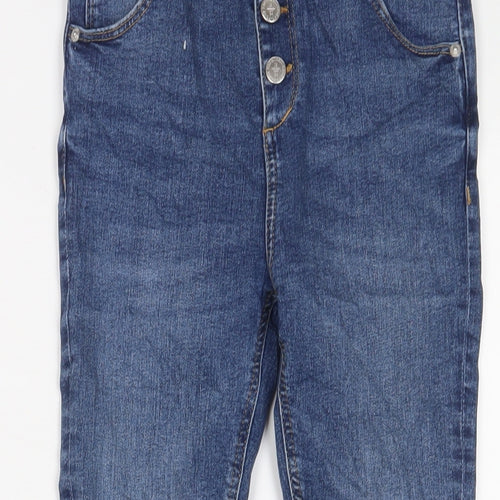 Marks and Spencer Girls Blue Cotton Skinny Jeans Size 9-10 Years L23 in Regular Button