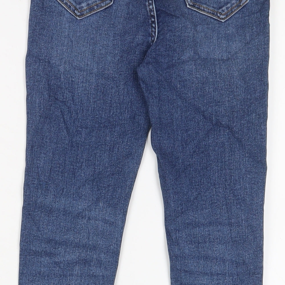 Marks and Spencer Girls Blue Cotton Skinny Jeans Size 9-10 Years L23 in Regular Button