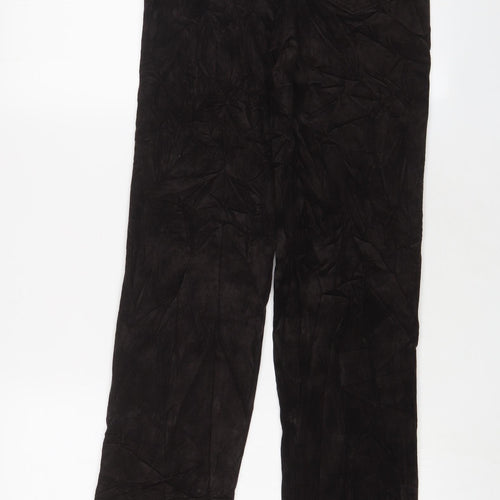 Marks and Spencer Womens Brown Cotton Trousers Size 8 L32 in Regular Zip